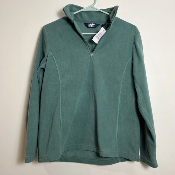 LANDS END Sage Fleece 1/4 Zip Pullover Sz S (6-8) Lightweight Anti-Static Jacket - Picture 2 of 7